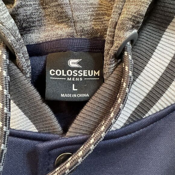 Colosseum Xavier Musketeers Logo Full Snap Hooded Jacket Men’s L Blue Gray New - Picture 8 of 14